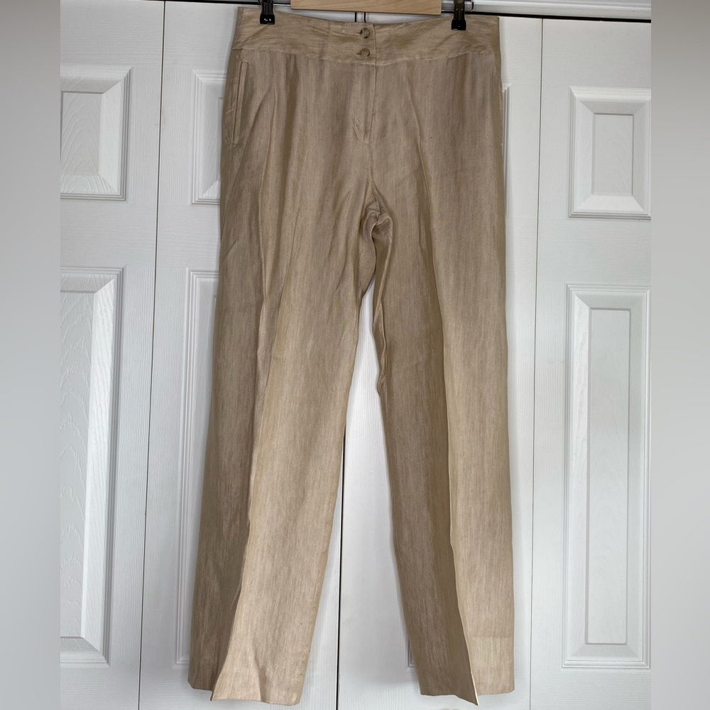 Women's Jones New York Collection Linen Blend Dress Pants Beige Petite Size 10